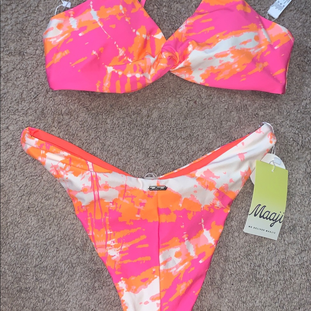 Maaji Neon Pink and Orange Bikini medium - Picture 4 of 6
